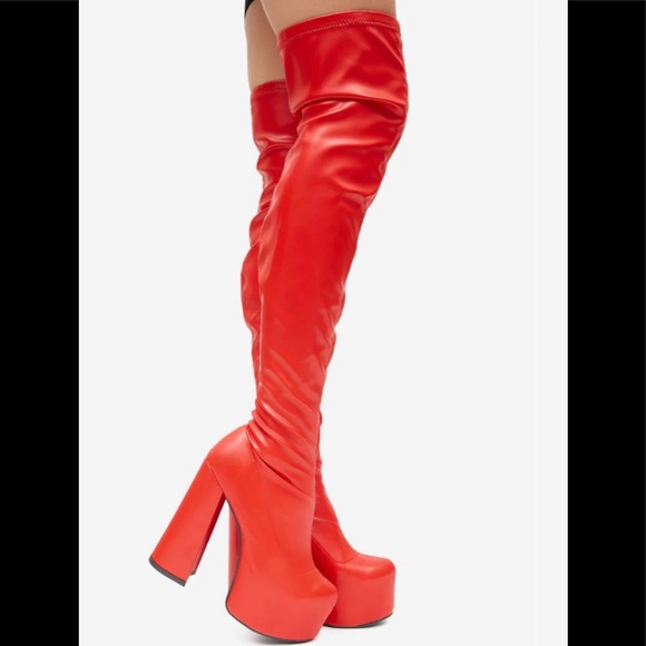 LEMON DROP RED PLATFORM BOOTS - Picture 2 of 6